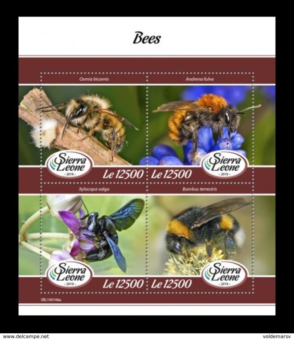 Sierra Leone 2019 Mih. 10218/21 Fauna. Bees MNH ** - Sierra Leone (1961-...)