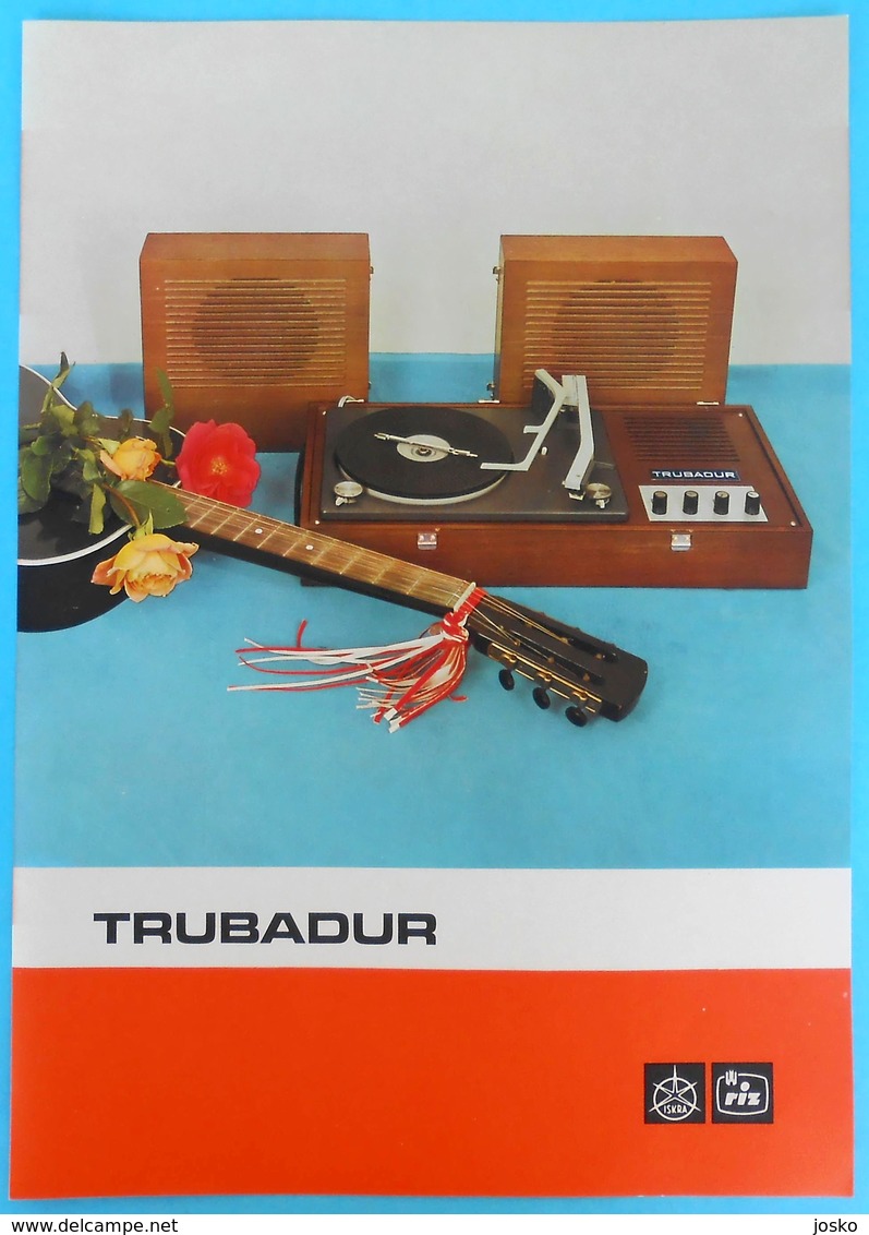 YUGOSLAVIA GRAMOPHONE "TRUBADUR" Orig. Vintage Sales Prospectus RIZ - Iskra * Phonograph Grammophon Grammofono Gramophon - Andere Geräte