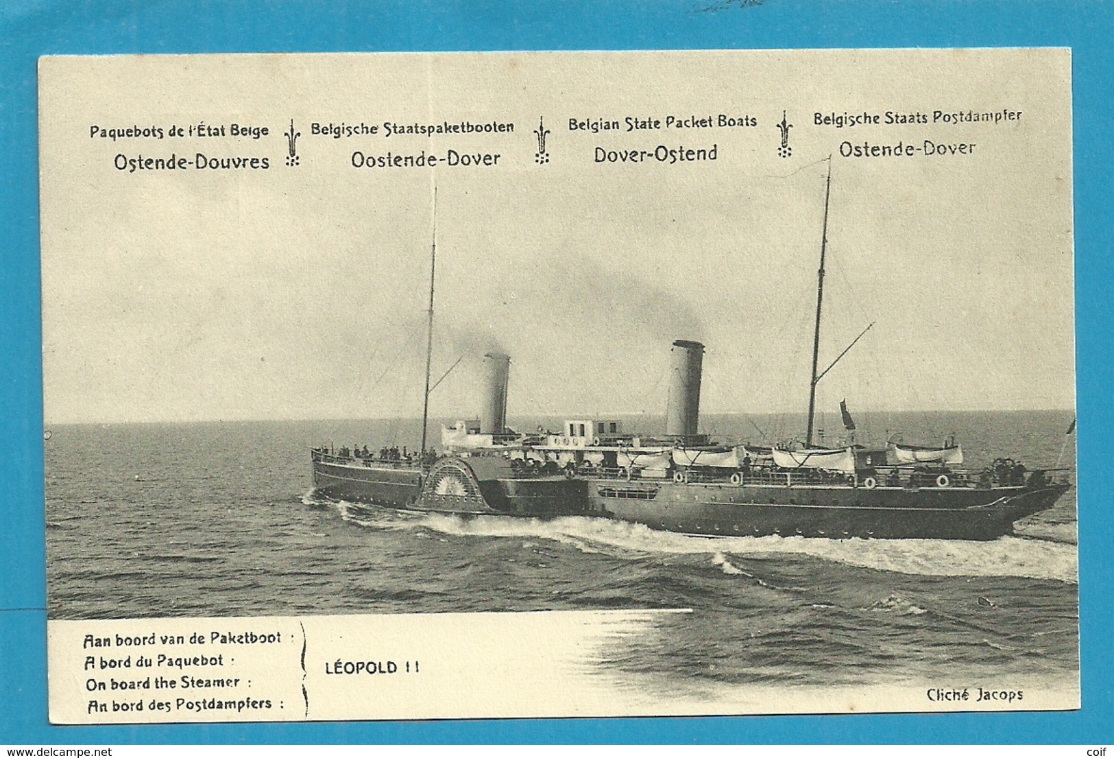 Paquebots De L'Etat Belge-Léopold II.-Ligne Ostende Douvres - Tarjetas Transatlánticos