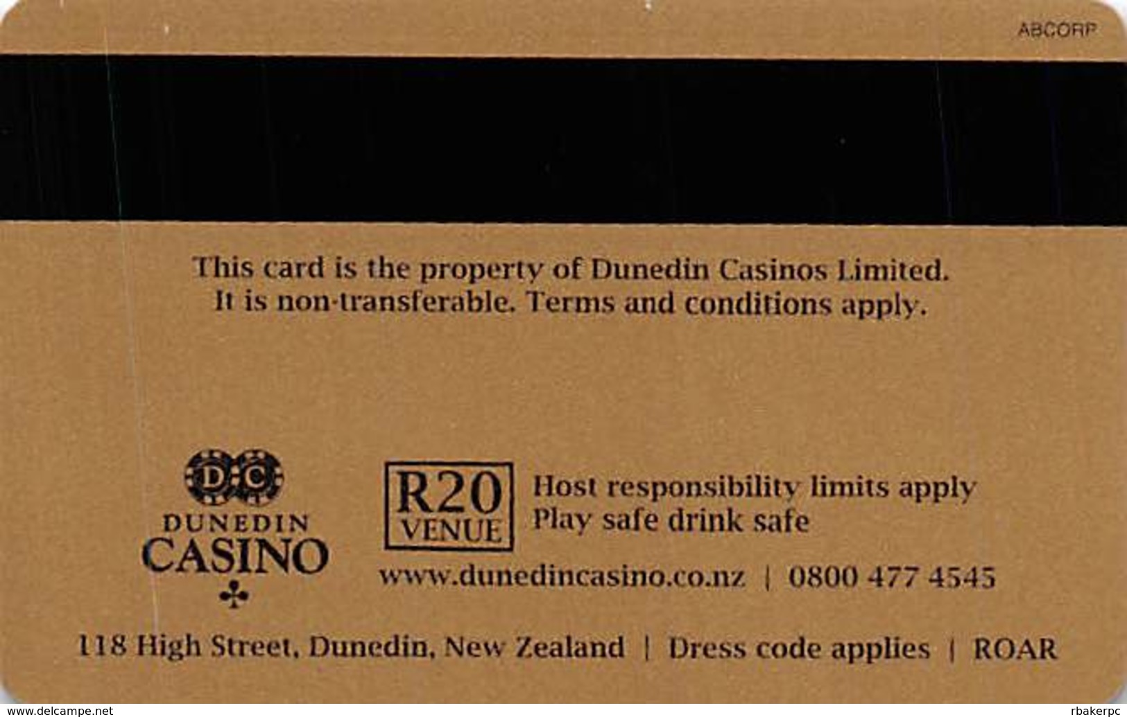 Dunedin Casino - New Zealand - BLANK Slot Card   .....[FSC]..... - Casino Cards