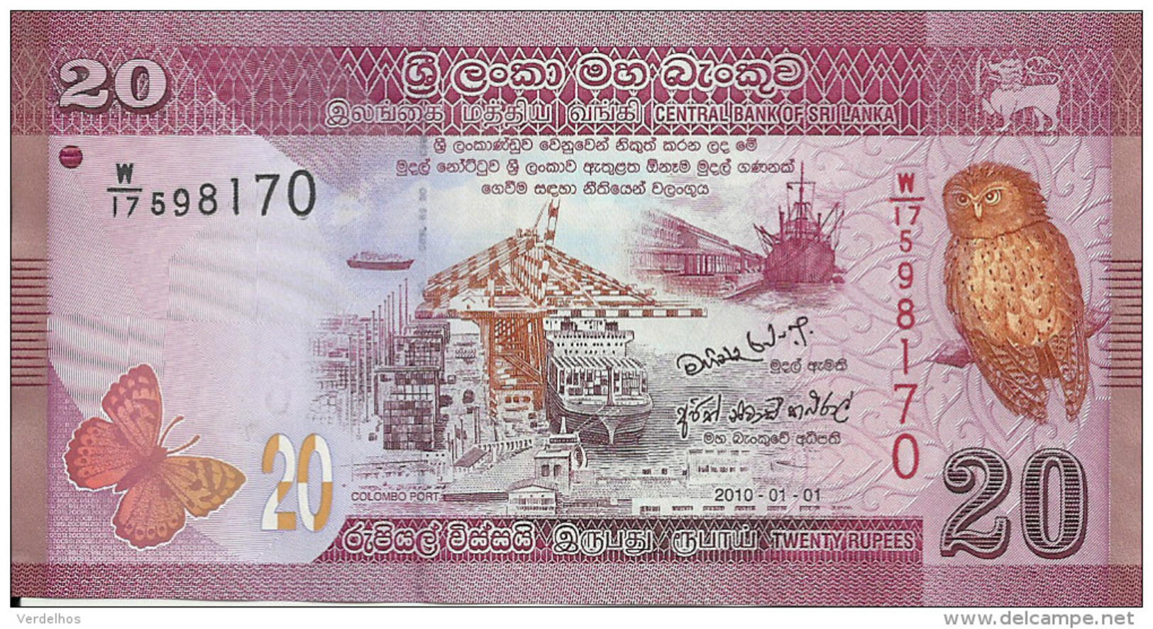 SRI LANKA 20 RUPEES 2010 UNC P 123 - Sri Lanka