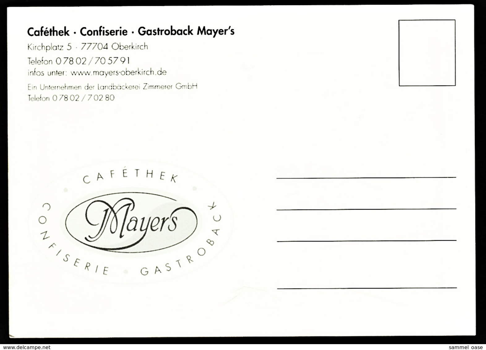 Oberkirch Im Schwarzwald  -  Cafethek - Confiserie - Gastroback Mayer`s  -  Ansichtskarte Ca.2000   (10143) - Oberkirch