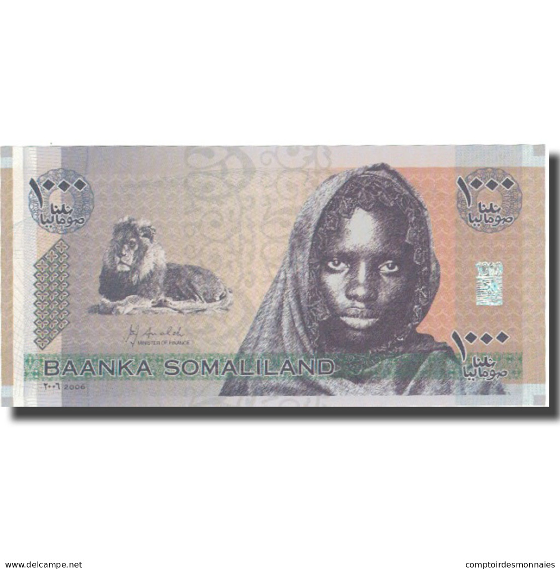 Billet, Somaliland, 1000 Shillings, 2006, 2006, KM:CS1a, NEUF - Somalie