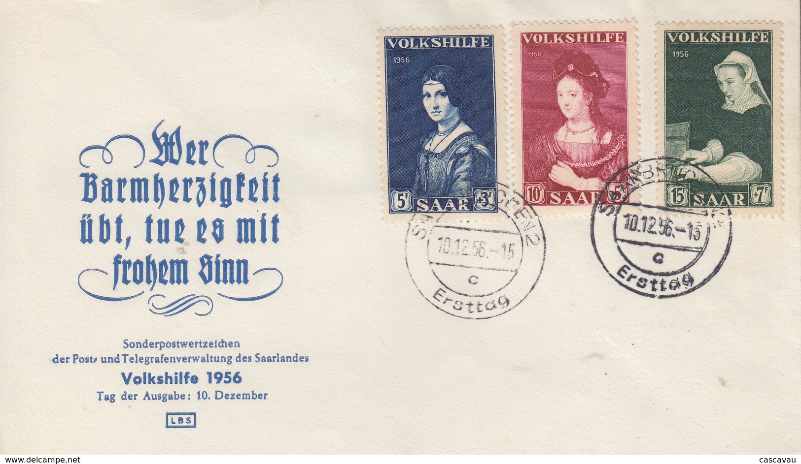 Enveloppe  FDC   1er  Jour  SARRE   Secours  Populaire   1956 - FDC