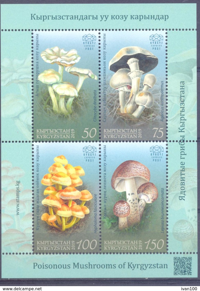 2019. Kyrgyzstan, Poisonous Mushrooms, S/s, Mint/** - Kirgisistan