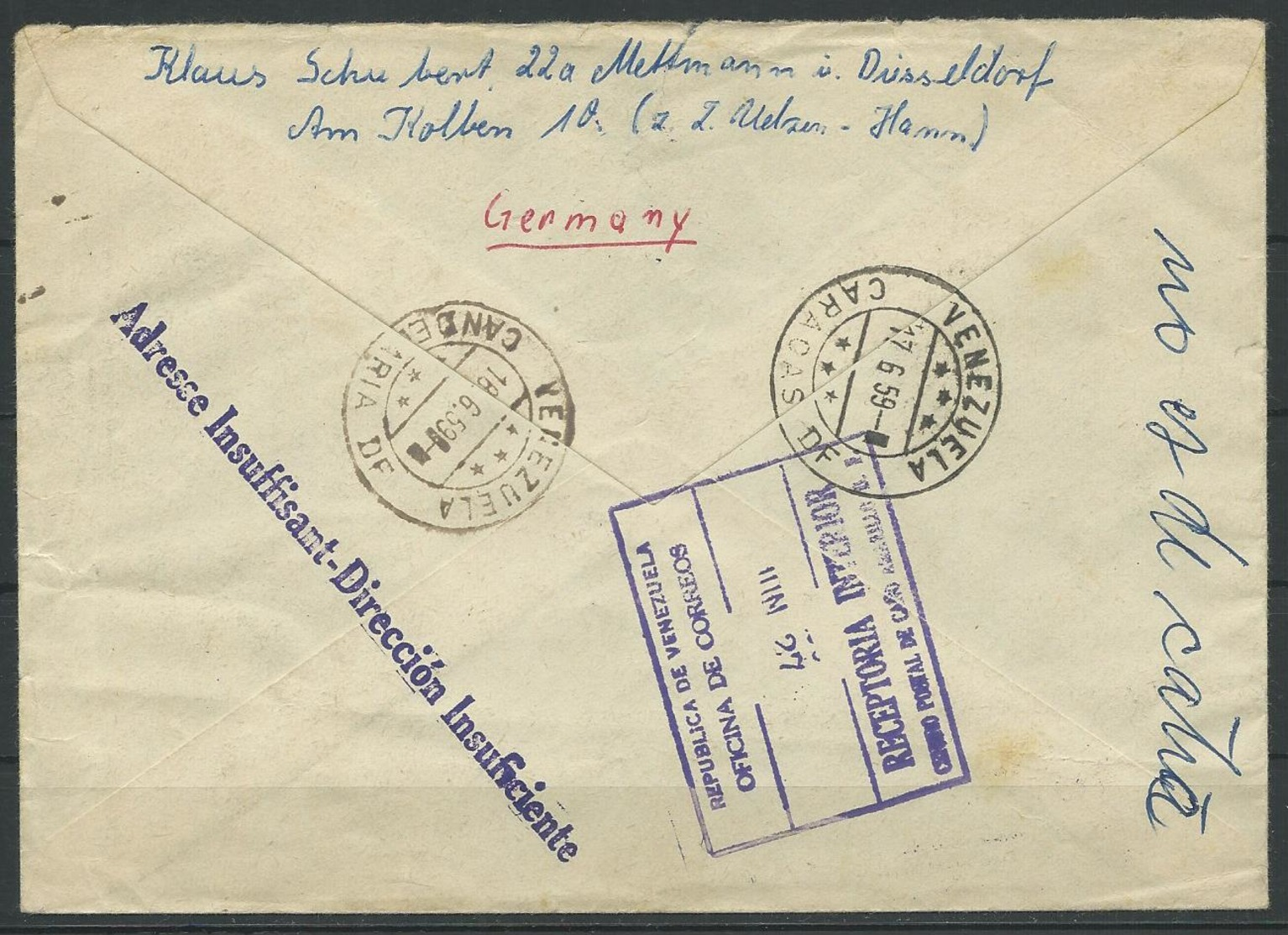 Nr. 297 - 300 MIF Recobrief "Uelzen - Caracas/Venezuela + Zurück - Briefe U. Dokumente