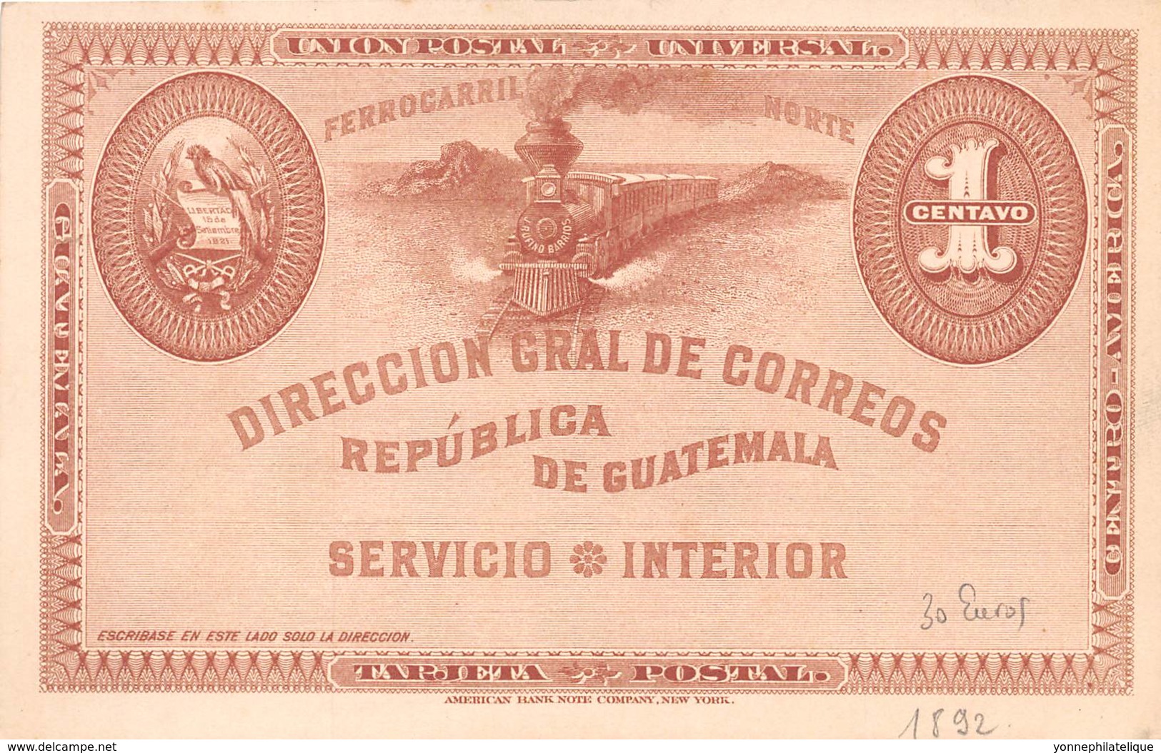 Amérique Du Sud - / 10044 - Guatemala - 1892 - Très Beau Cliché Précurseur - Guatemala