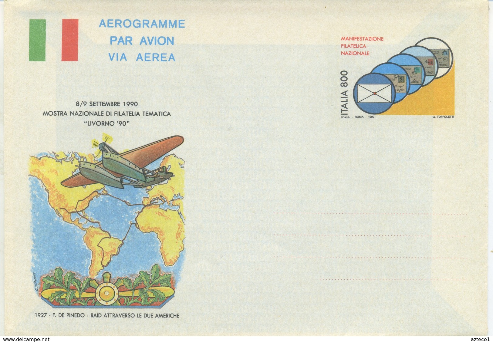 ITALIA - AEROGRAMMA 1990 - MANIFESTAZIONE FILATELICA A LIVORNO - Interi Postali