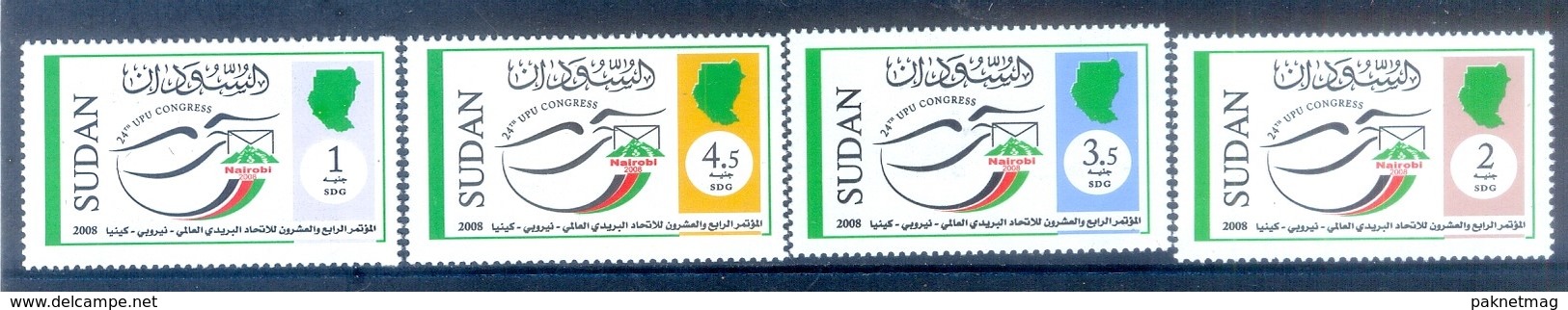 N89- Sudan 2008. 24th UPU Congress Nirobi Kenya. Postal Development Flag Map. - Sudan (1954-...)