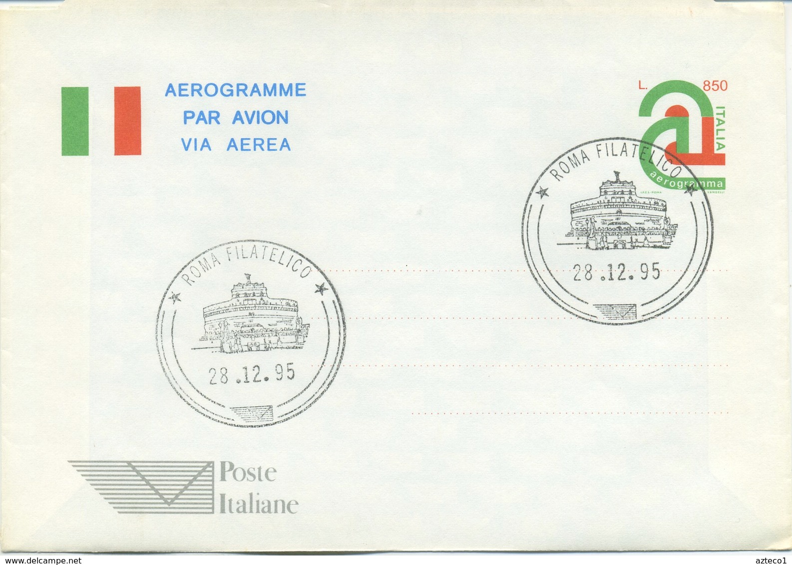 ITALIA - AEROGRAMMA 1995 - TRICOLORE - FDC - Interi Postali