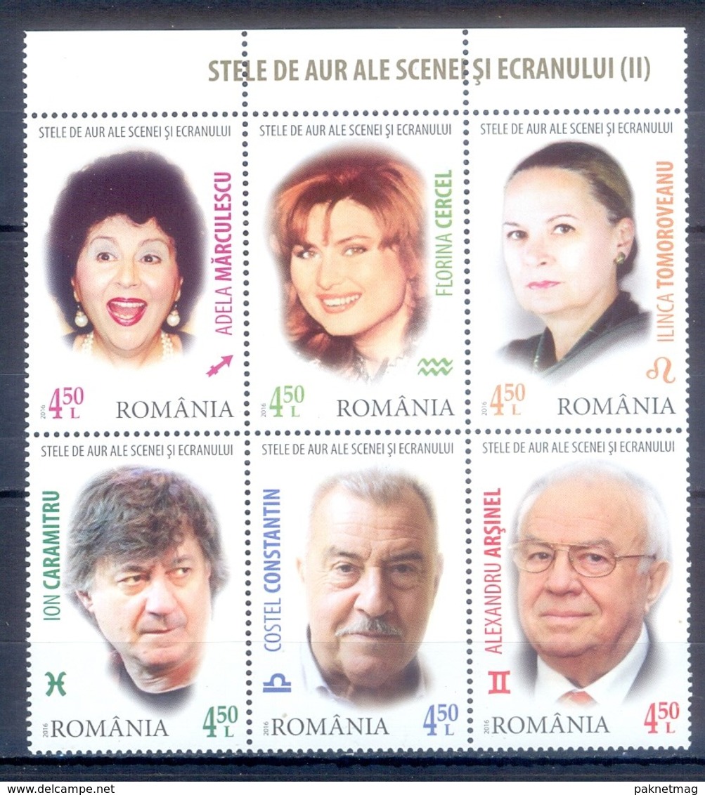 N92- Romania 2016. Golden Star Of Stage And Screen. - Unused Stamps