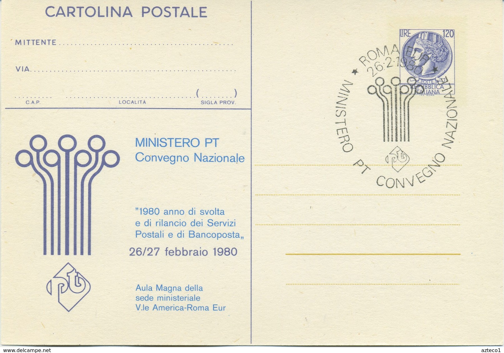 ITALIA - INTERO POSTALE 1980 - CONVEGNO SERVIZI POSTALI E BANCOPOSTA - FDC - Interi Postali