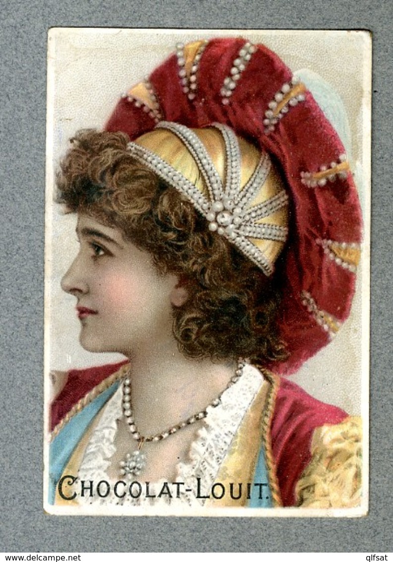 Chromo Louit COIFFURE FEMME MODE FASHION HAT LADY Victorian Trade Card - Louit