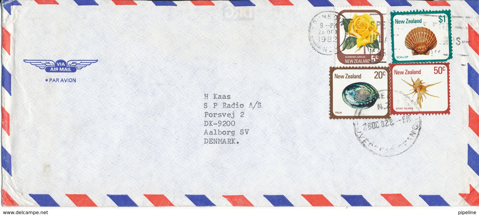 New Zealand Air Mail Cover Sent To Denmark Dunedin 28-10-1982 - Airmail