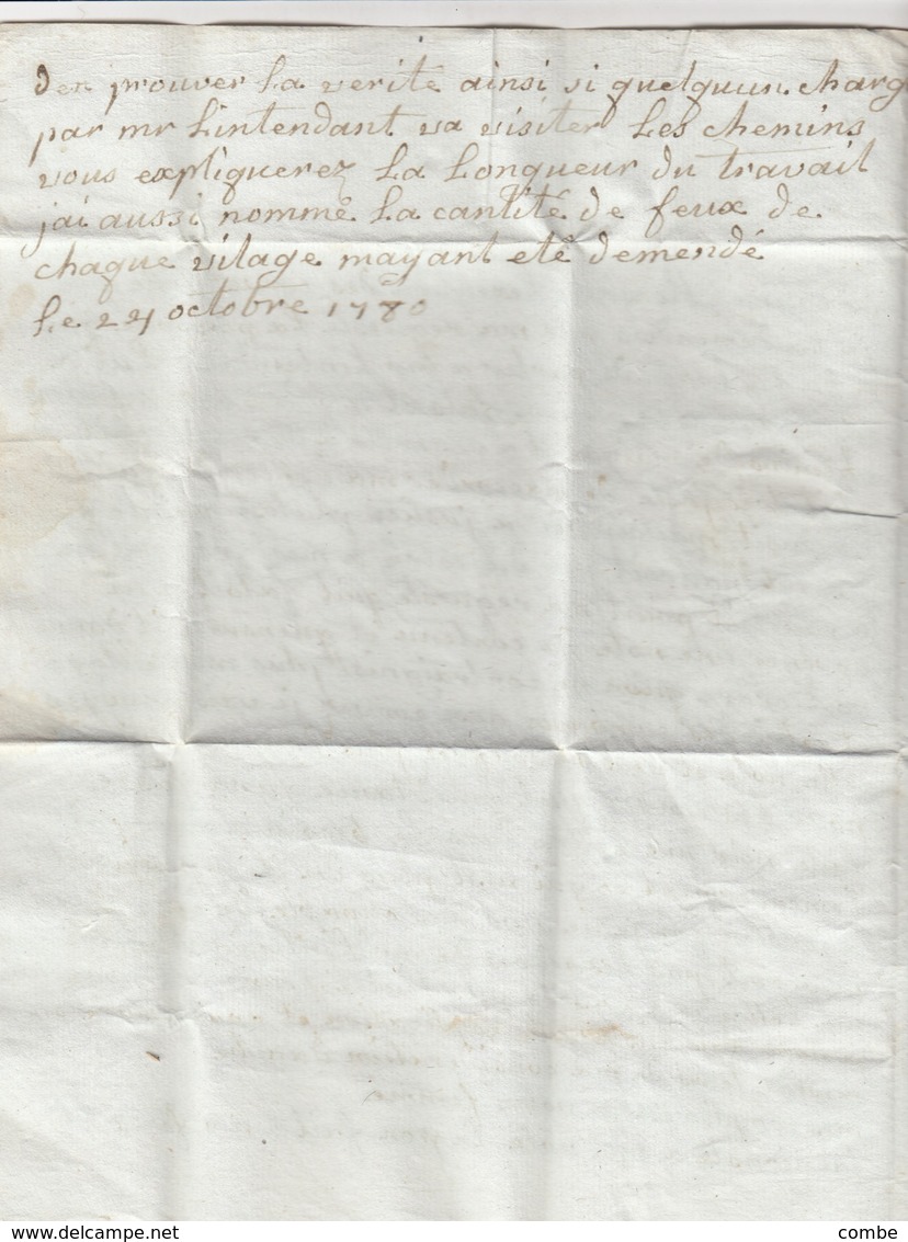 LETTRE. 1780. POUR MAIGNÉ PRES RUFEC EN POITOU. TAXE PLUME 6 - 1701-1800: Précurseurs XVIII