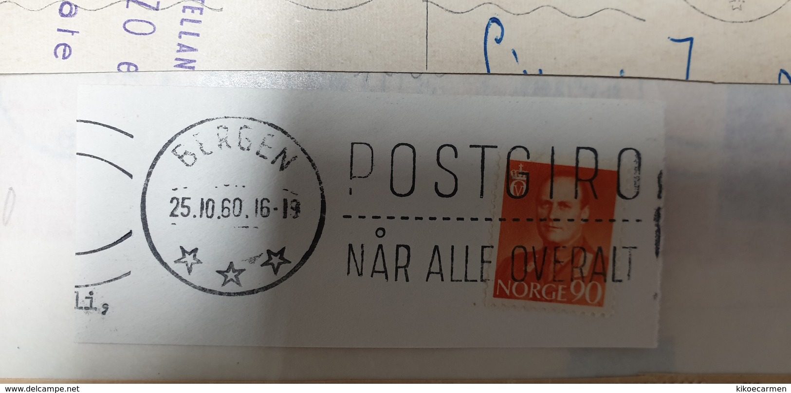 Postgiro Norway Norge 1960 Bergen Cancel Cancellation - Storia Postale