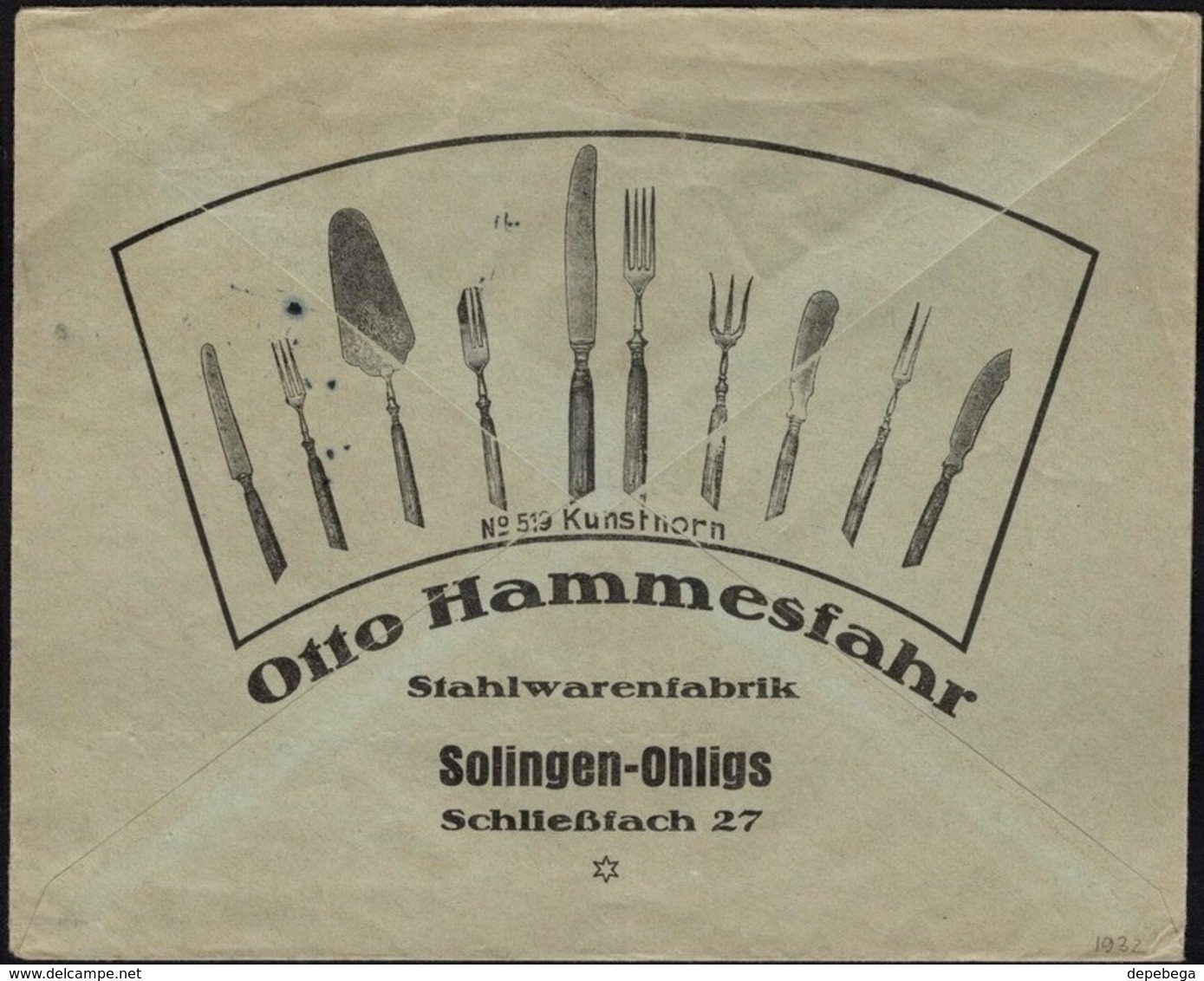 Germany - Werbebrief Umschlag / Advertisig Cover, OTTO HAMMESFAHR. Stahlwarenfabrik, SOLINGEN OHLIGS 21.12.1932. - Briefe U. Dokumente