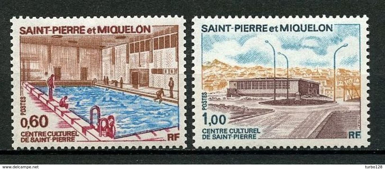 SPM MIQUELON 1973 N° 431/432 ** Neufs MNH  C 16 € Superbes Centre Culturel Piscine St Pierre Natation Sports - Unused Stamps
