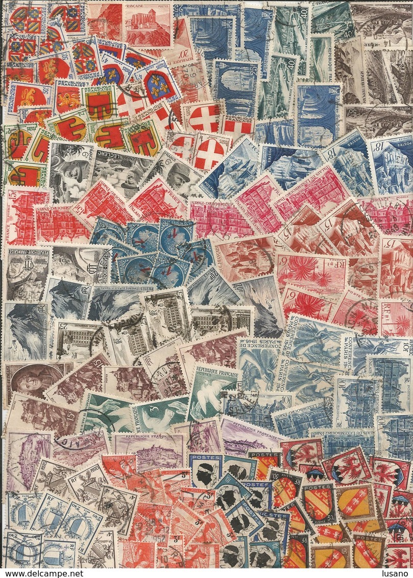 France - Petit Vrac De Quelques Centaines De Timbres Oblitérés Années 1945-1949 - Vrac (max 999 Timbres)