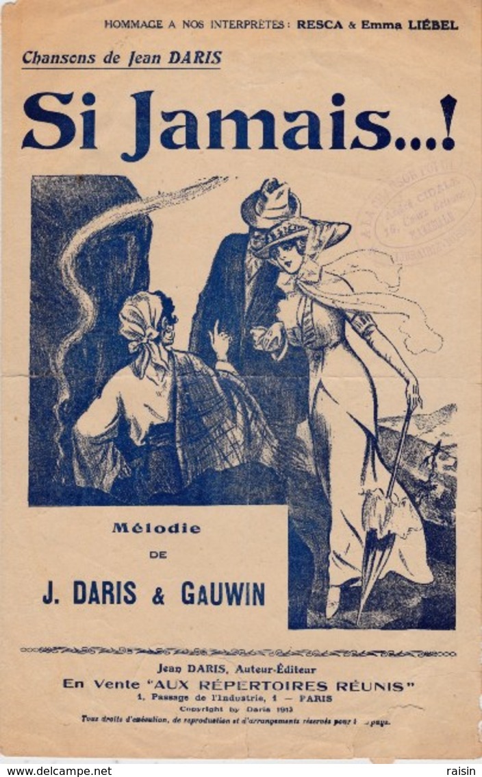 Si Jamais...! Mélodie 1913 Musique Ad. Gauwin-Daris Paroles Jean Daris Gravure Mlle Lambert Mauvais état - Partitions Musicales Anciennes