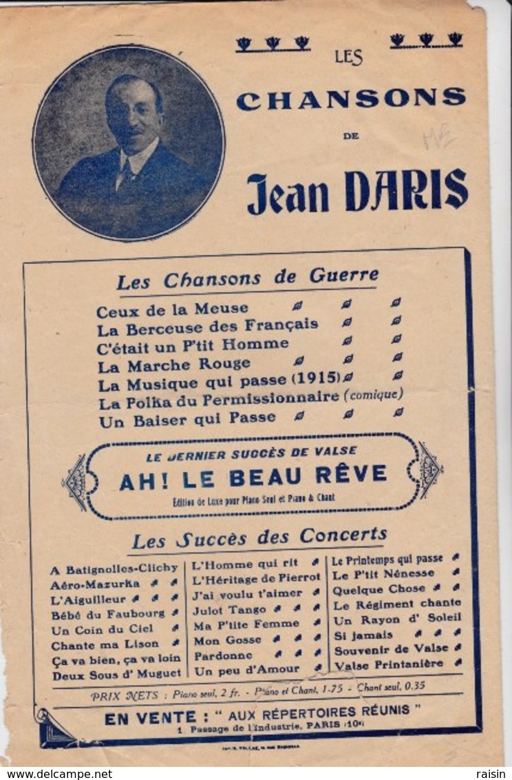 Si Jamais...! Mélodie 1913 Musique Ad. Gauwin-Daris Paroles Jean Daris Gravure Mlle Lambert Mauvais état - Partitions Musicales Anciennes