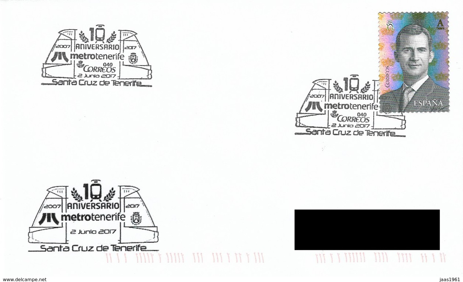 SPAIN. POSTMARK 10th ANNIV. METRO TENERIFE. SUBWAY. SANTA CRUZ DE TENERIFE 2017 - Máquinas Franqueo (EMA)