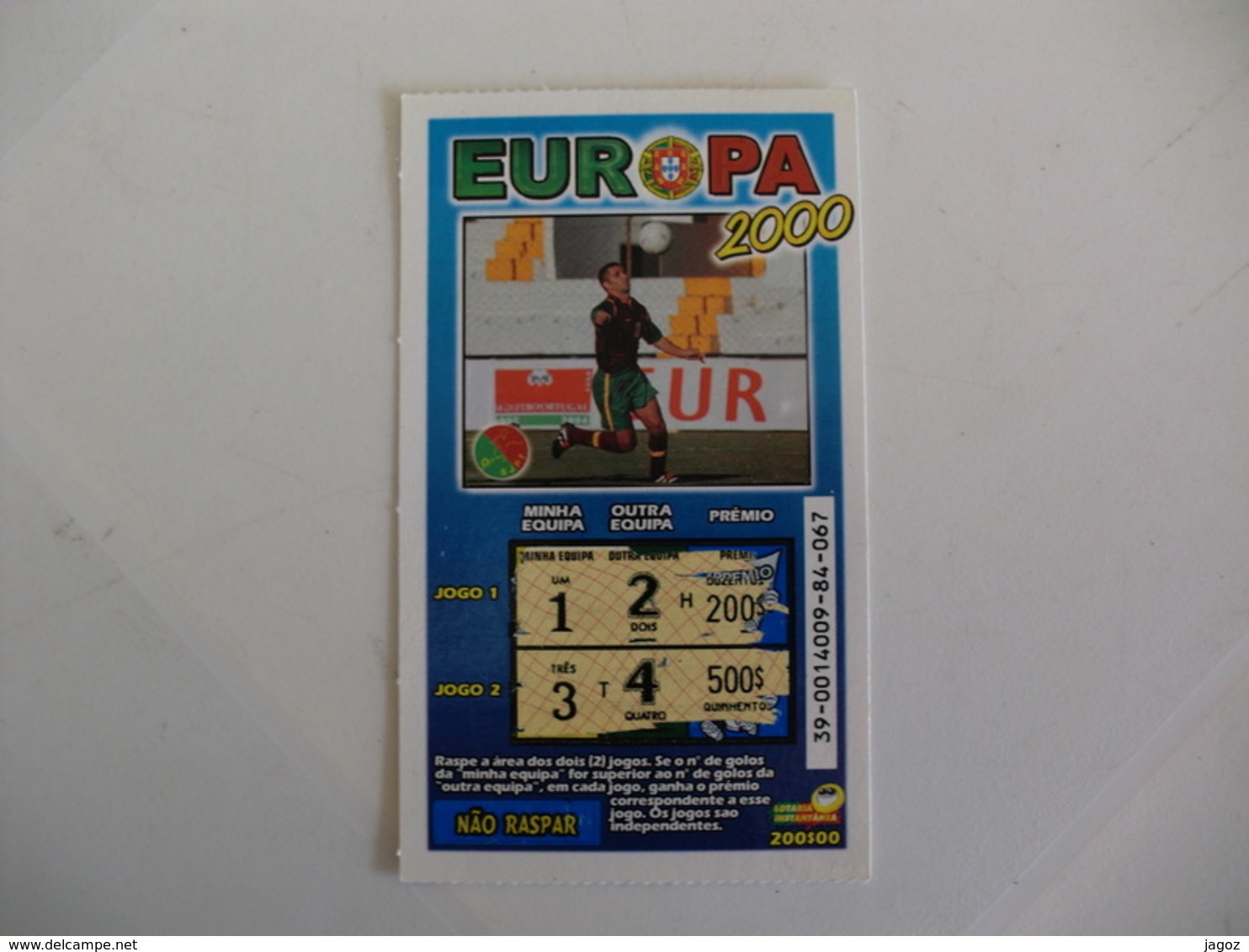 Loterie/ Lottery/ Loteria/Lotaria Instant Instantânia Raspadinha Jogo Nº 39 Europa 2000 Portugal - Billets De Loterie