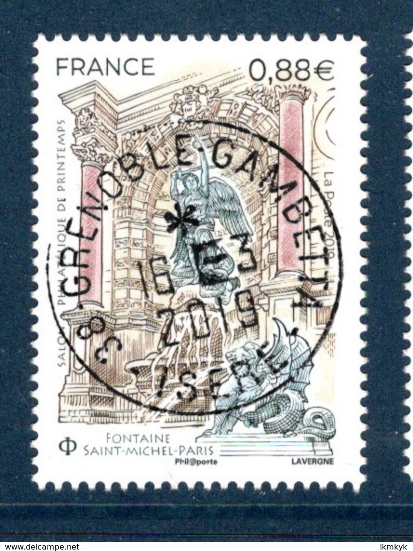 France 2019.Fontaine Saint Michel PARIS & Métiers D'Art Tailleur De Cristal.Cachet Rond.Gomme D'Origine - Oblitérés