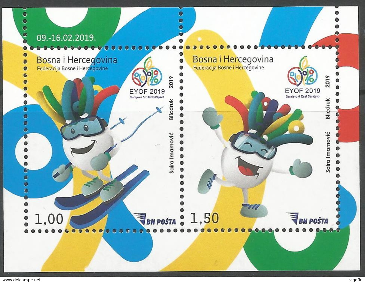 BH 2019-763-4 E Y O F European Youth Olympic Winter Festival , BOSNA AND HERZEGOVINA, S/S, MNH - Bosnien-Herzegowina