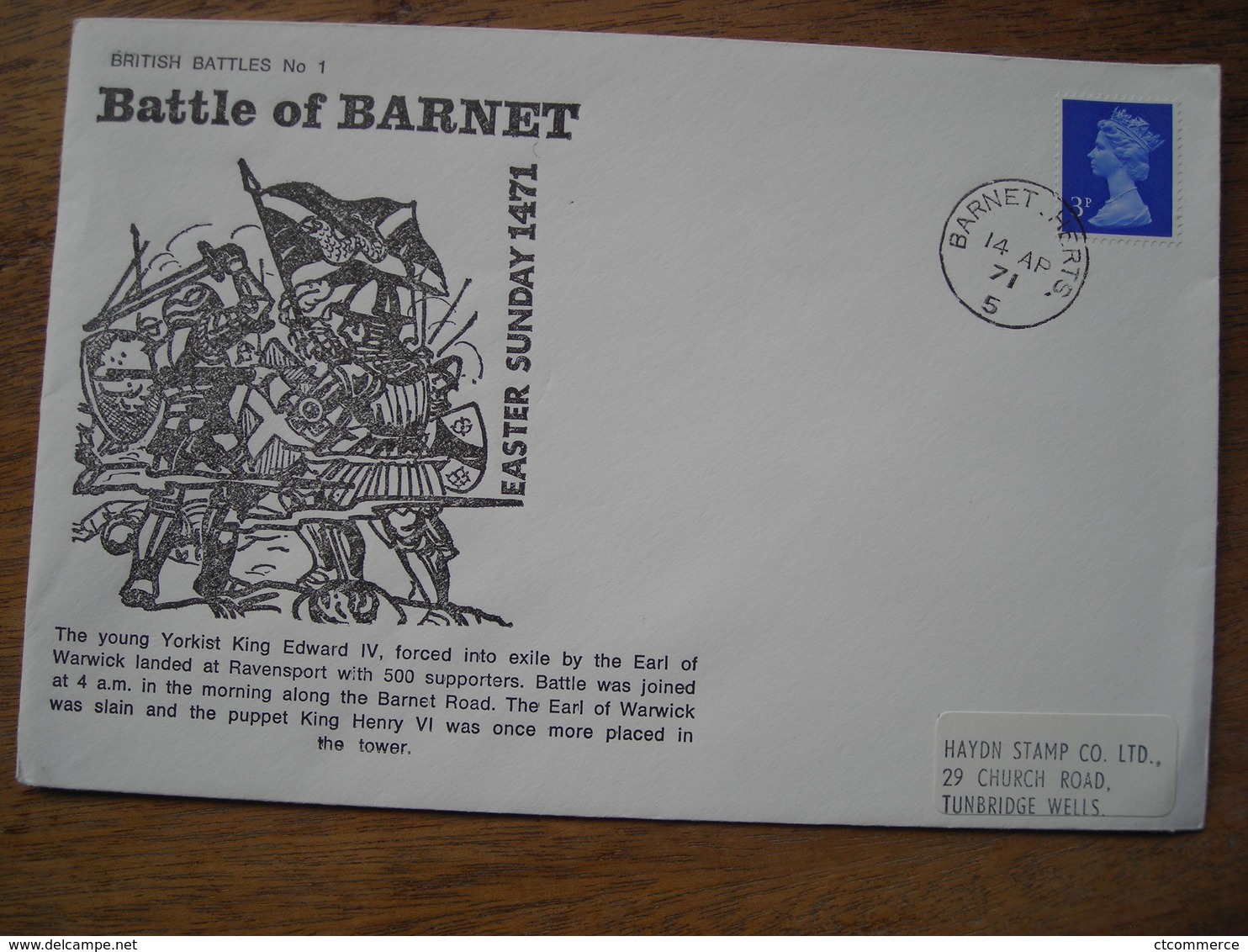 1971 Battle Of Barnet 1471 Yorkist King Edward IV V Earl Of Warwick Henry VI Was Put In The Tower Of London - Marcophilie