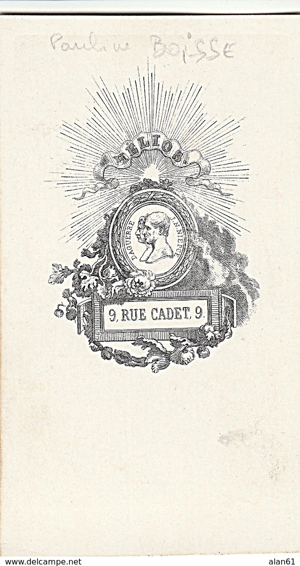 PHOTO CDV PAULINE BOISSE JEUNE FEMME CHIC  MODE SECOND EMPIRE  Cabinet HELIOS BERNE BELLECOUR  A PARIS - Anciennes (Av. 1900)