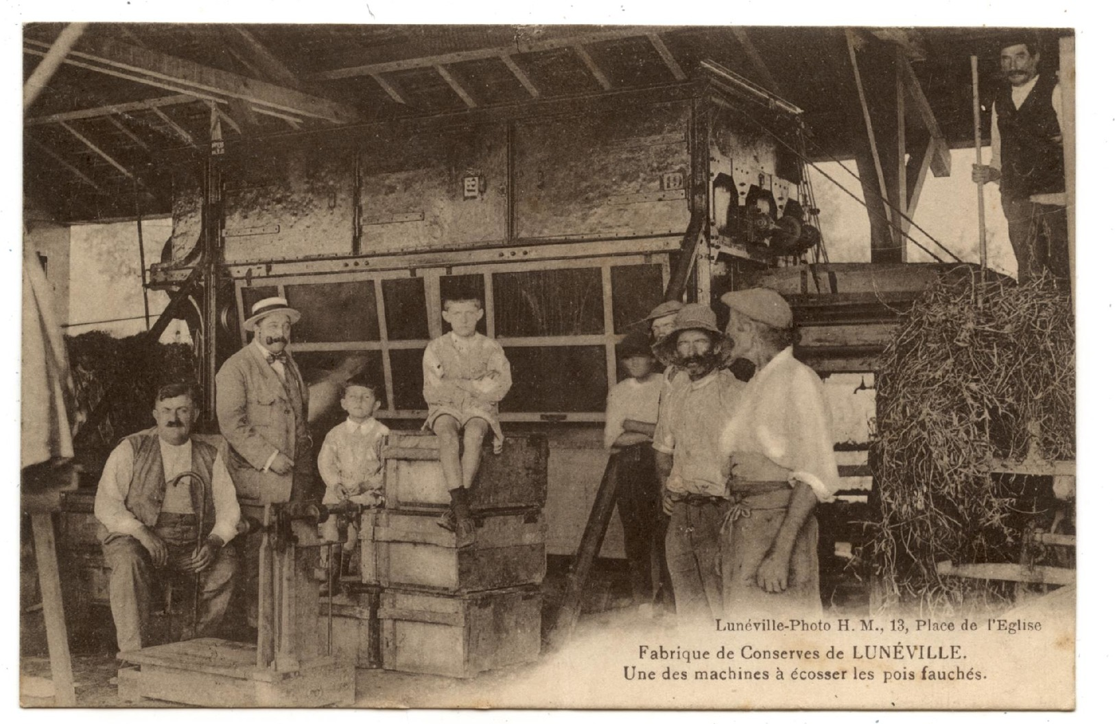 Cpa.usine De Lunéville.machine à écosser Les Pois Fauchés                                               .E. 3 - Luneville