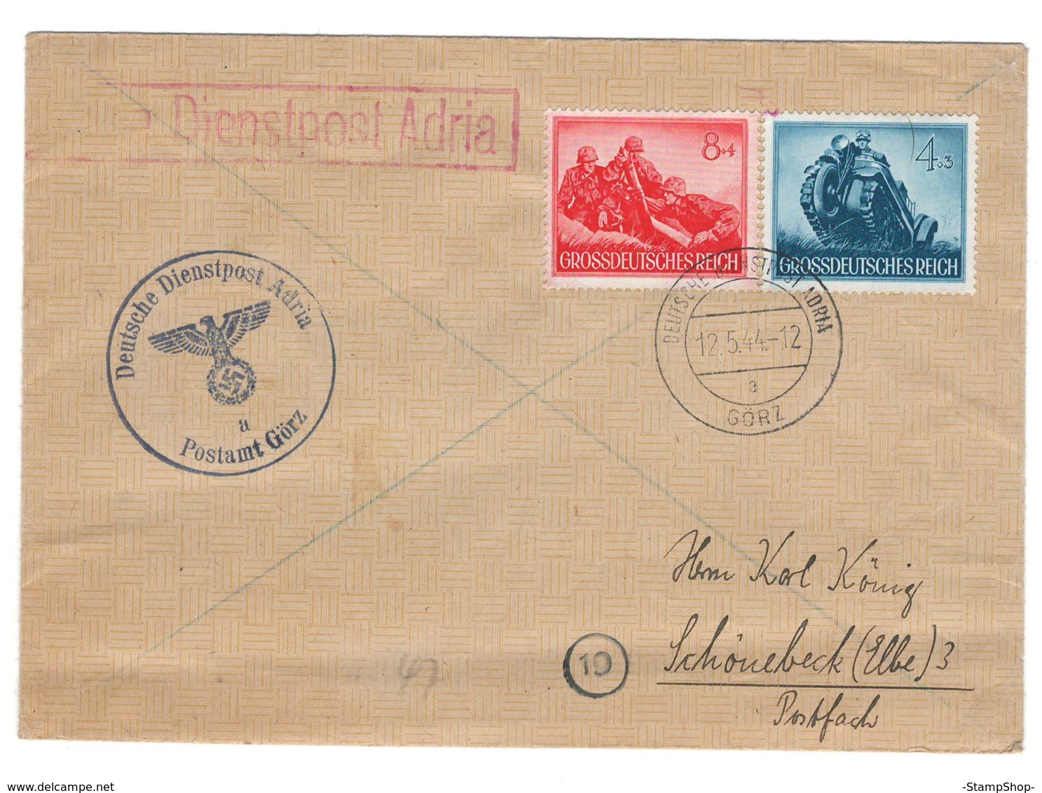 WWII 1944, Gorz (Gorizia, Italy) To Schönebeck, Germany - Deutsche Dienspost Adria Postmark - DF-29 - Covers & Documents