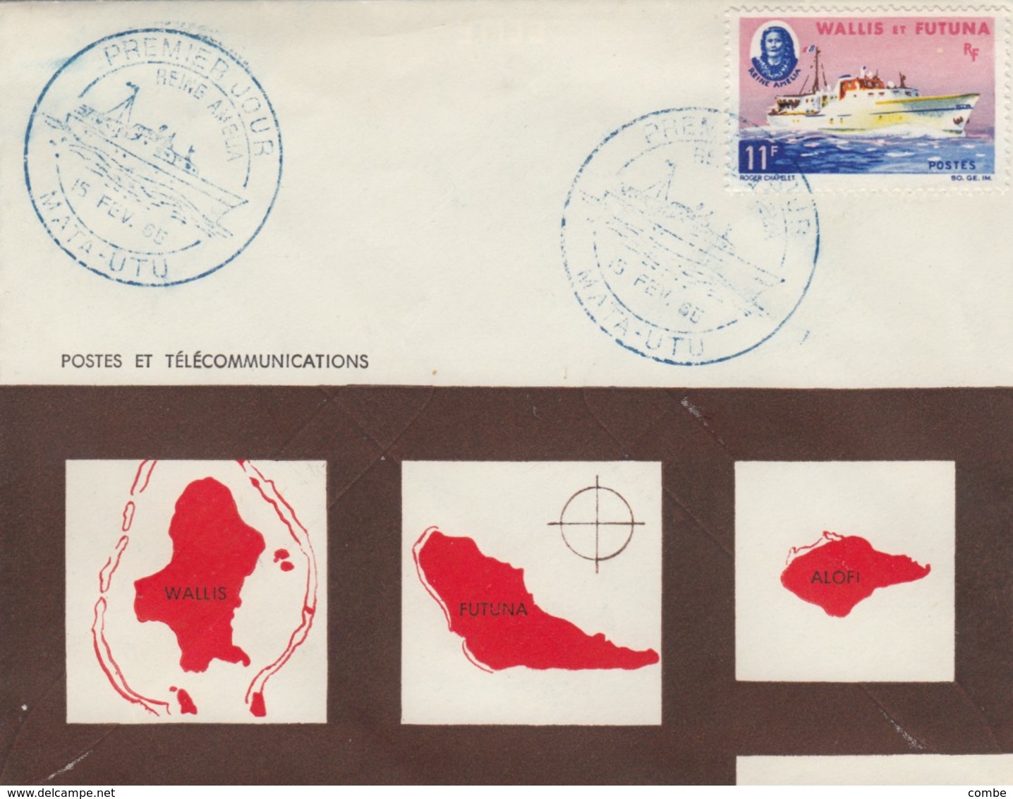 LETTRE. COVER. WALLIS ET FUTUNA. 1965. REINE AMELIA PREMIER JOUR. MATA-UTU - Covers & Documents