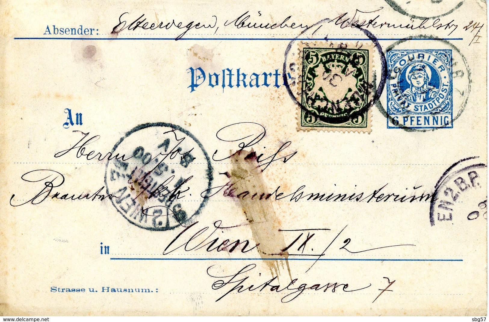 Entier Postal "Courier" De Münich (Bavière Pour Vienne (Autriche" Daté Du 30/04/1900 - Sonstige & Ohne Zuordnung