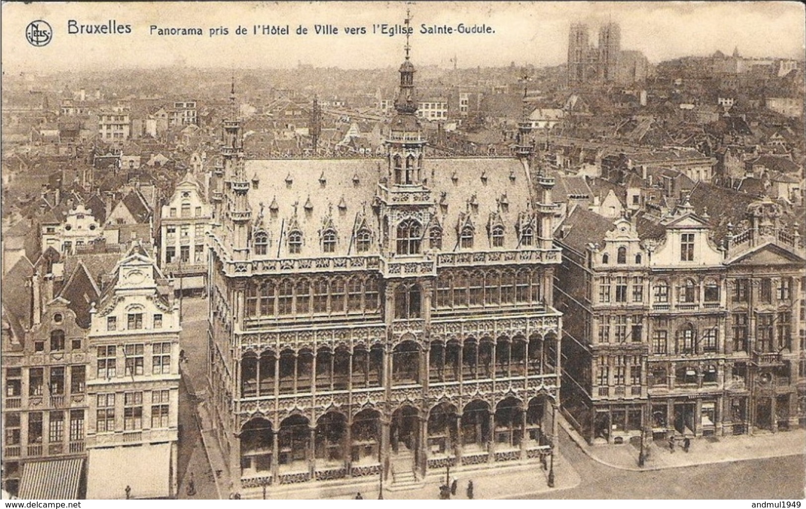 BRUXELLES - Panorama Pris De L'Hôtel De Ville Vers L'Eglise Ste-Gudule - Thill, Série 1, N° 113 - Oblitération De 1926 - Multi-vues, Vues Panoramiques