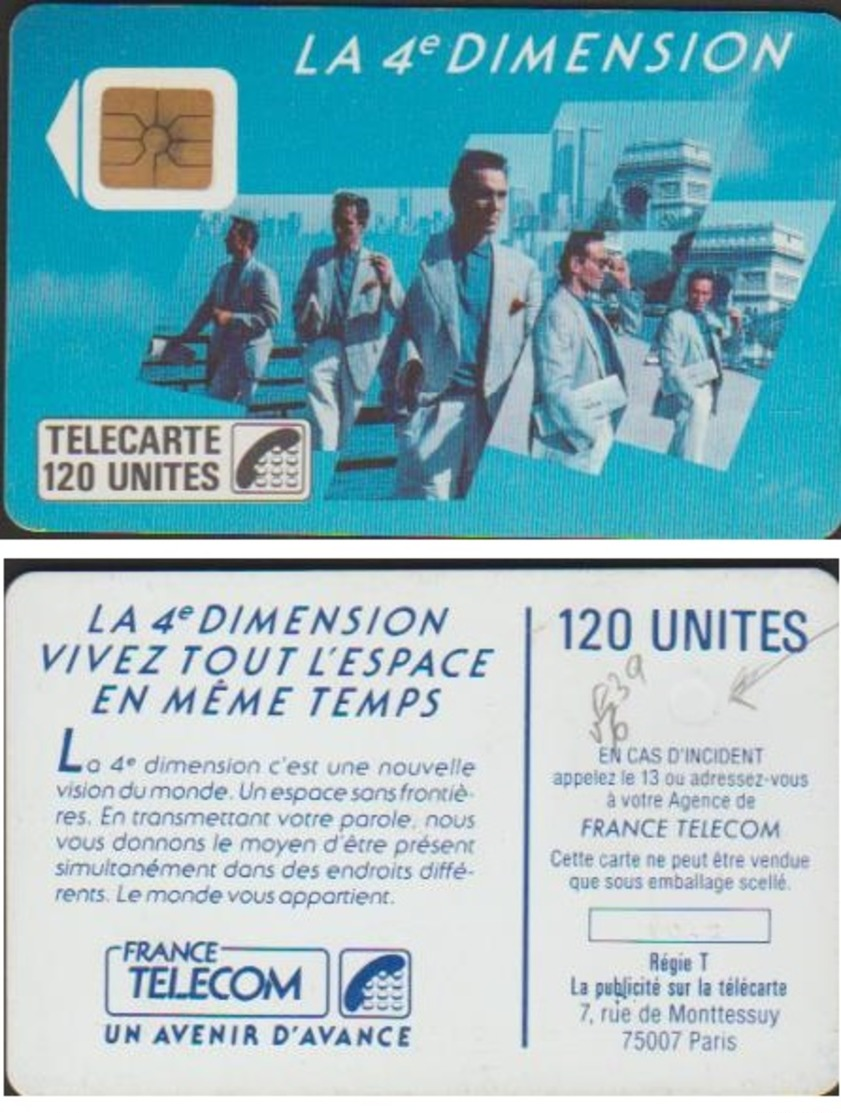 F39 V6.TELECARTE  4eme DIMENSION 120 U HOMMES 1988 PUCE SO2 FRAISAGE DOS De PUCE - Variétés