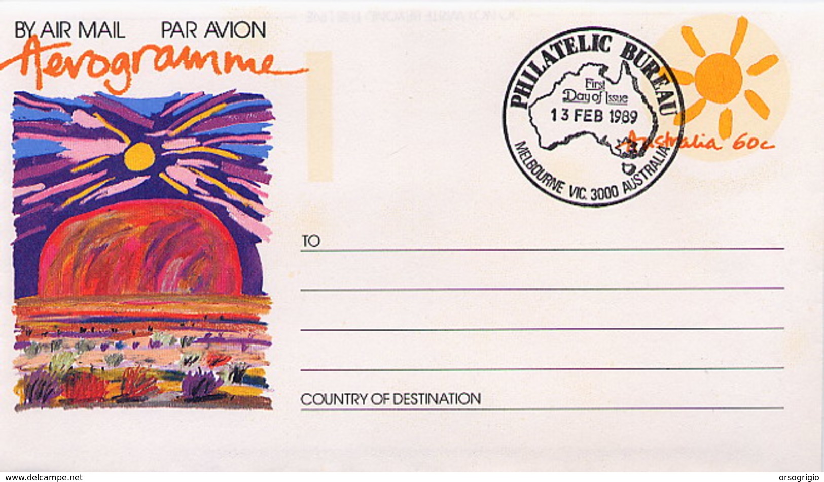 AUSTRALIA - FDC 1989 - Intero Postale - AEROGRAMME - ULURU - AYERS ROCK - Imponente Massiccio Roccioso - Altri & Non Classificati