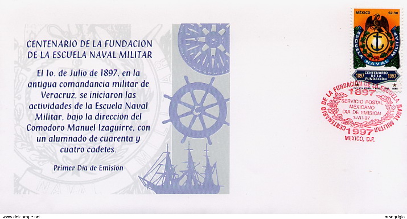 MESSICO - MEXICO - FDC 1997  -  FUNDACION ESCUELA NAVAL MILITARE - Messico