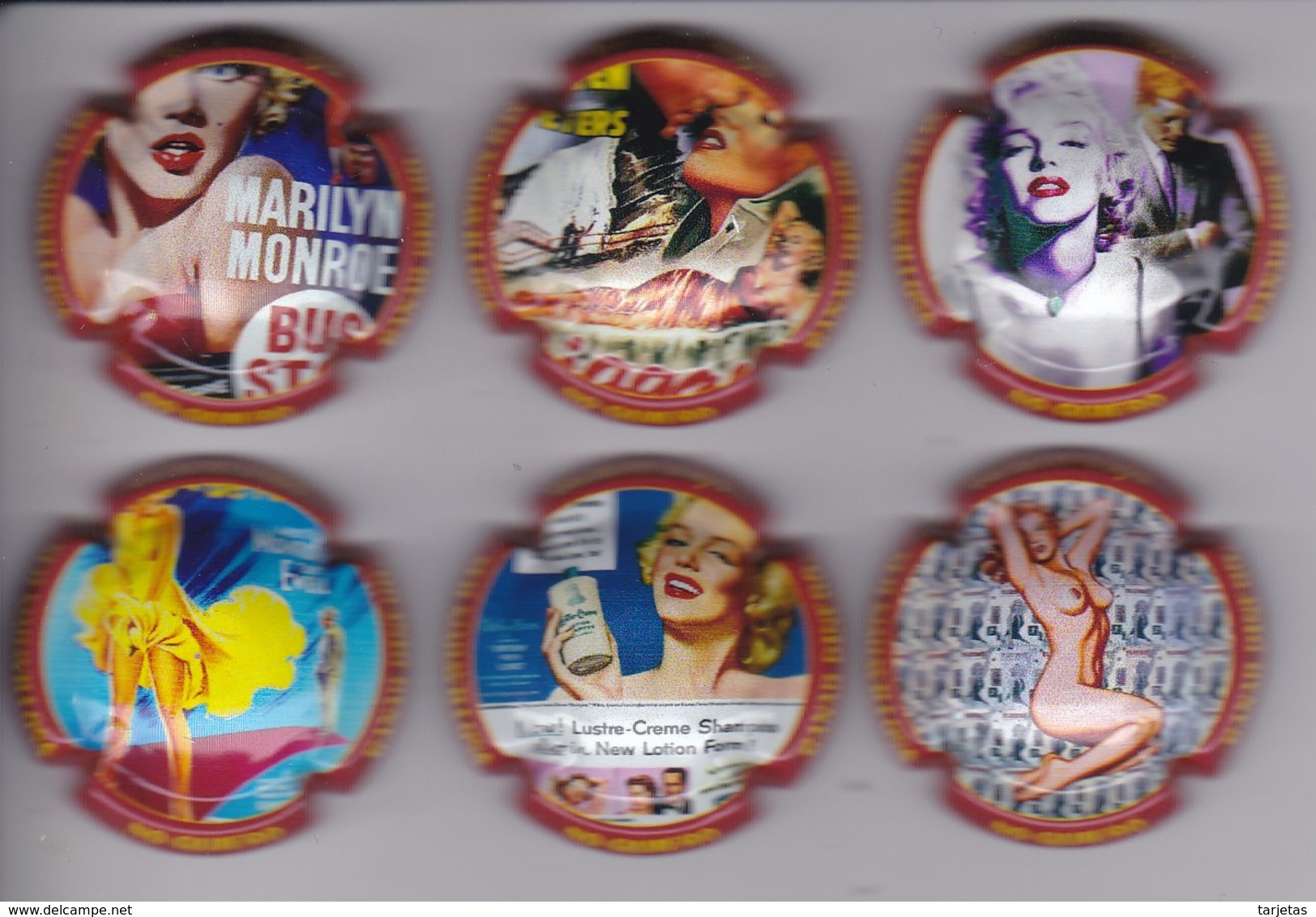 SERIE COMPLETA DE 6 PLACAS DE CAVA DE MARILYN MONROE (CAPSULE) - Placas De Cava