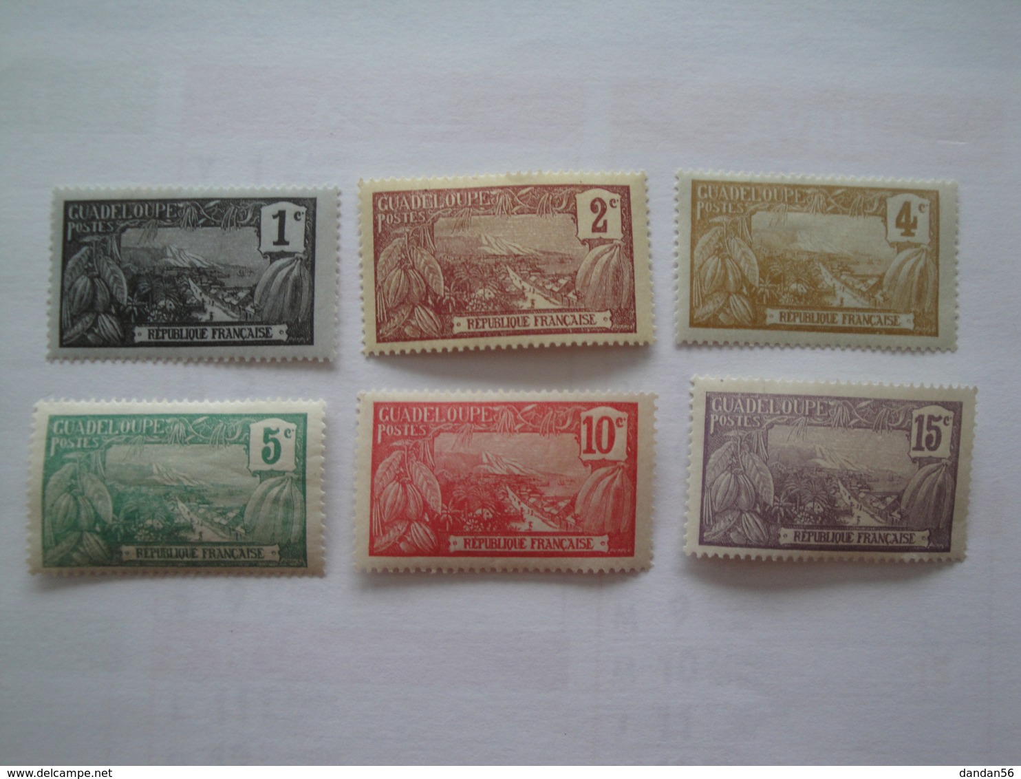 1905 /7 Guadeloupe Yv 55/60 ** MNH  Mont Houelmont Basse Terre Cote Yv 6.40 €  Scott 54/7 59 62  SG 61/6 - Neufs