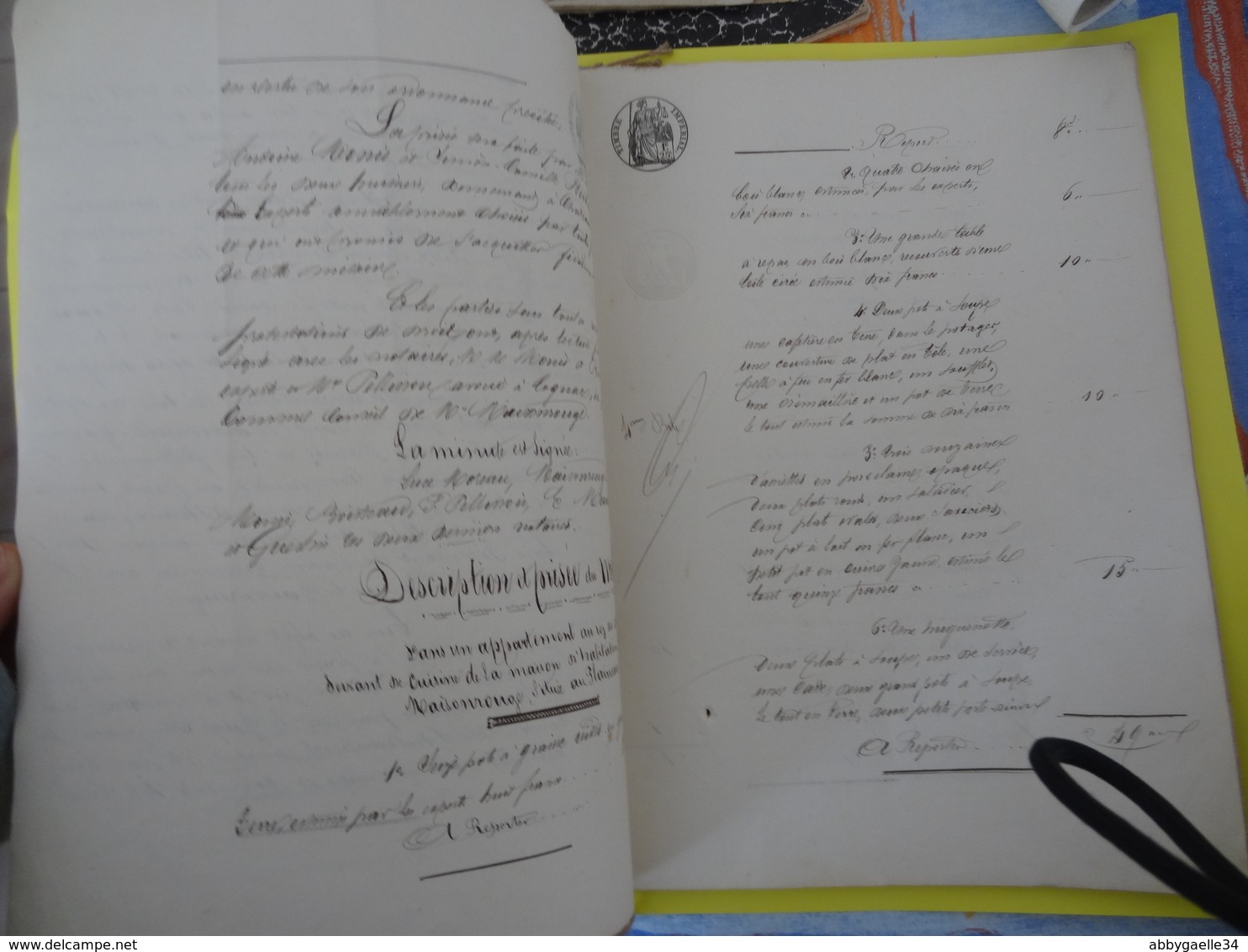 30 Sept. 1857 (Charente) Papier Timbré De 9x1f25c Inventaire Détaillé De La Maison De Mme Maisonrouge à Chateauneuf - Cachets Généralité