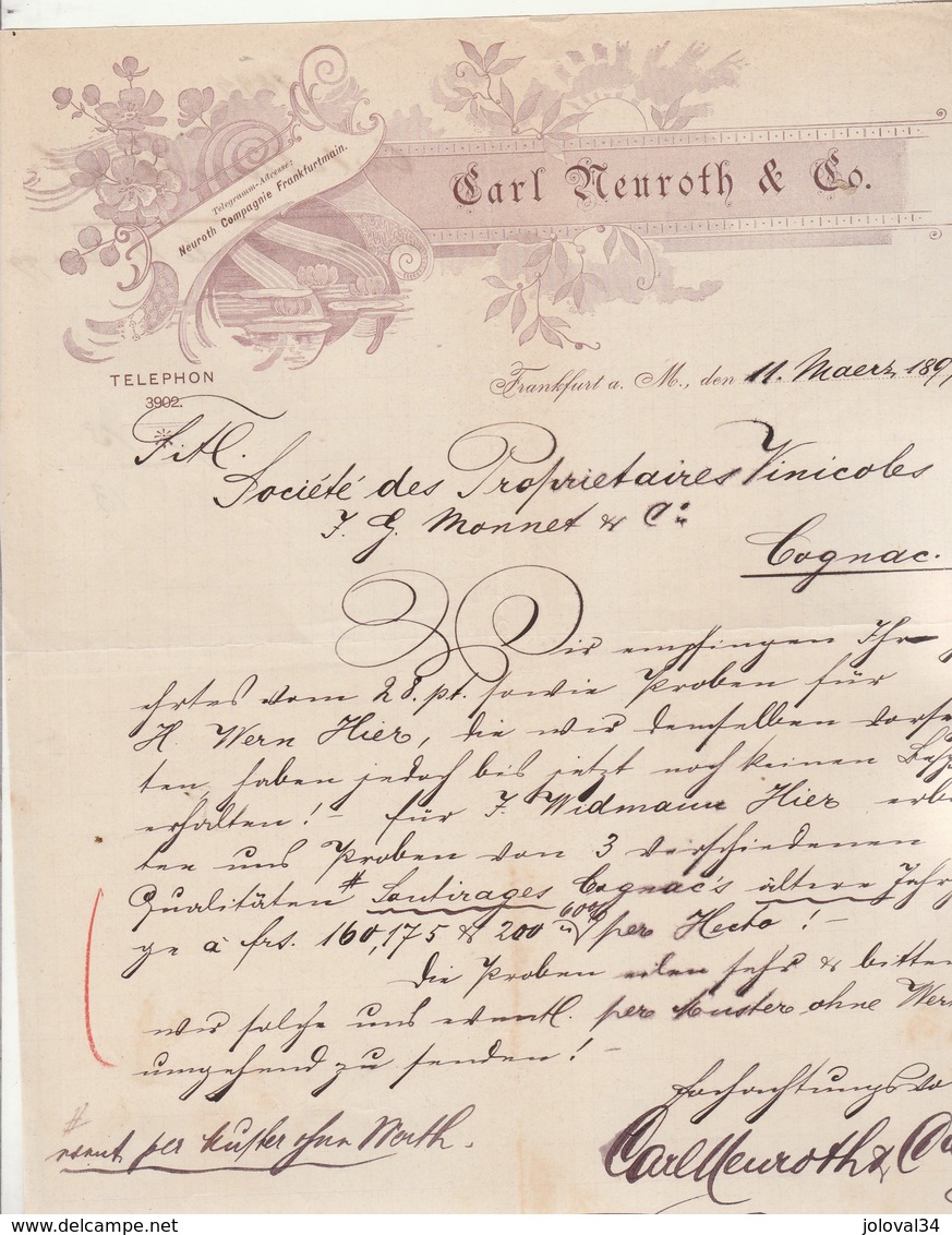 Allemagne Lettre Illustrée Style Art Nouveau 11/4/1899 Carl NEUROTH FRANKFURT A Main - 1800 – 1899