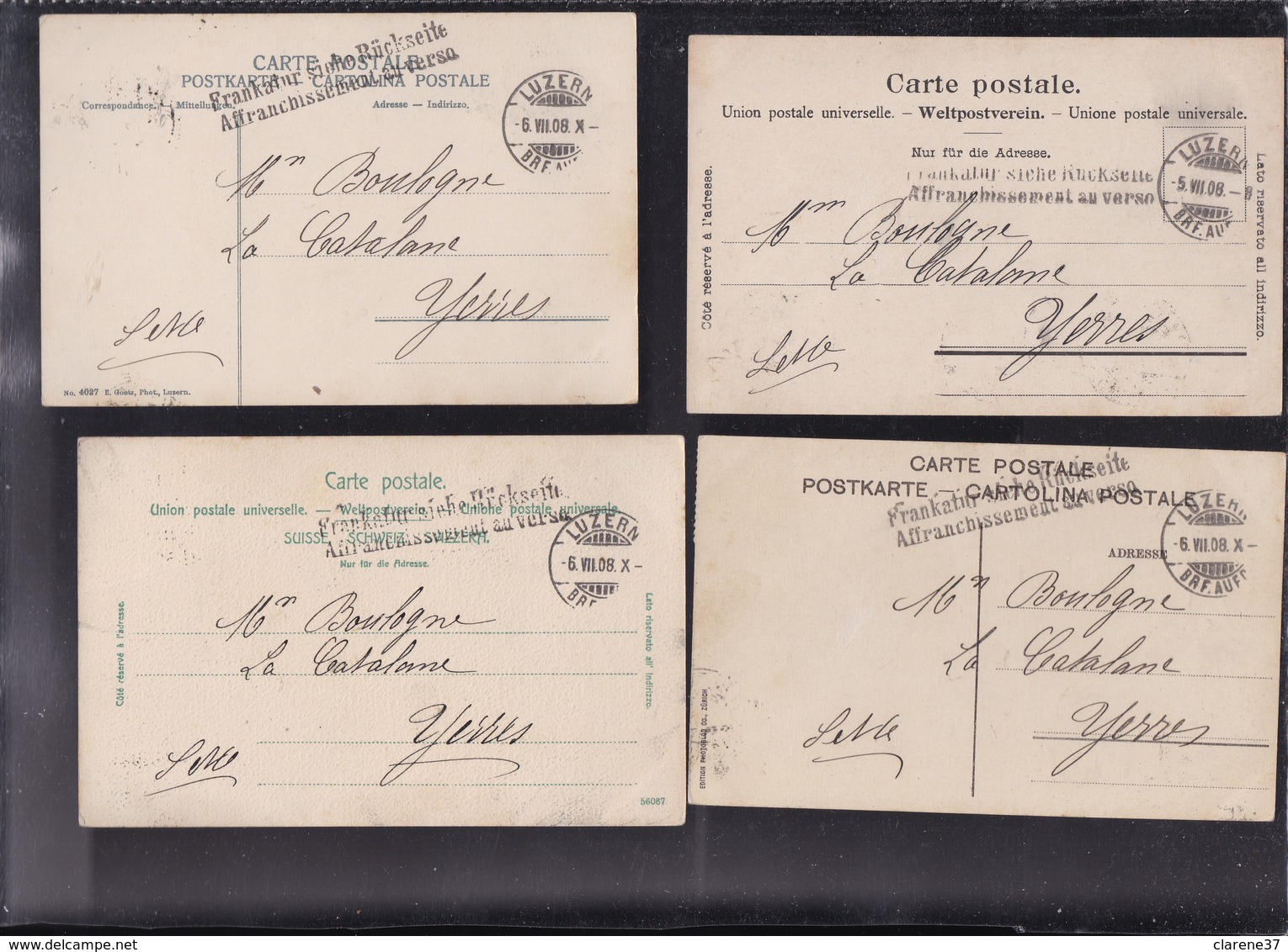 SUISSE , LUCERNE   Lot De 4 Cartes, - Lucerna