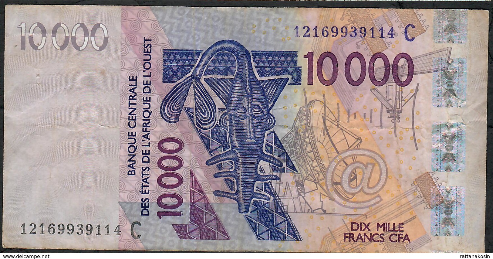 W.A.S. BURKINA FASO P318Cl 10.000 FRANCS (20)12 VF 2 P.h. - Burkina Faso