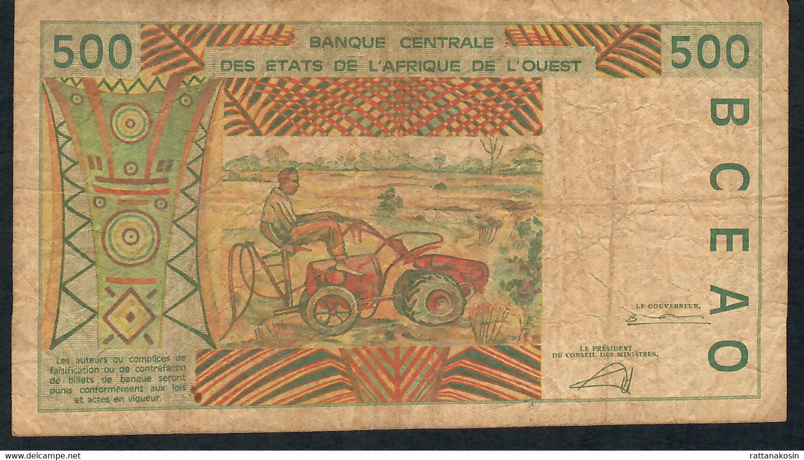 W.A.S. BURKINA FASO P310Cl 500 FRANCS (20)02    F-aVF - Burkina Faso