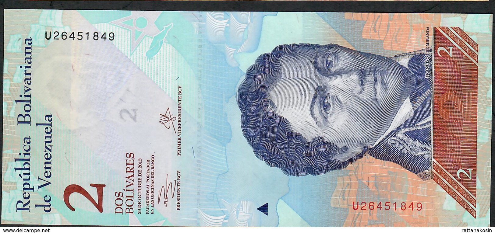 VENEZUELA P88f 2 BOLIVARES 29.10.2013  #U       UNC. - Venezuela