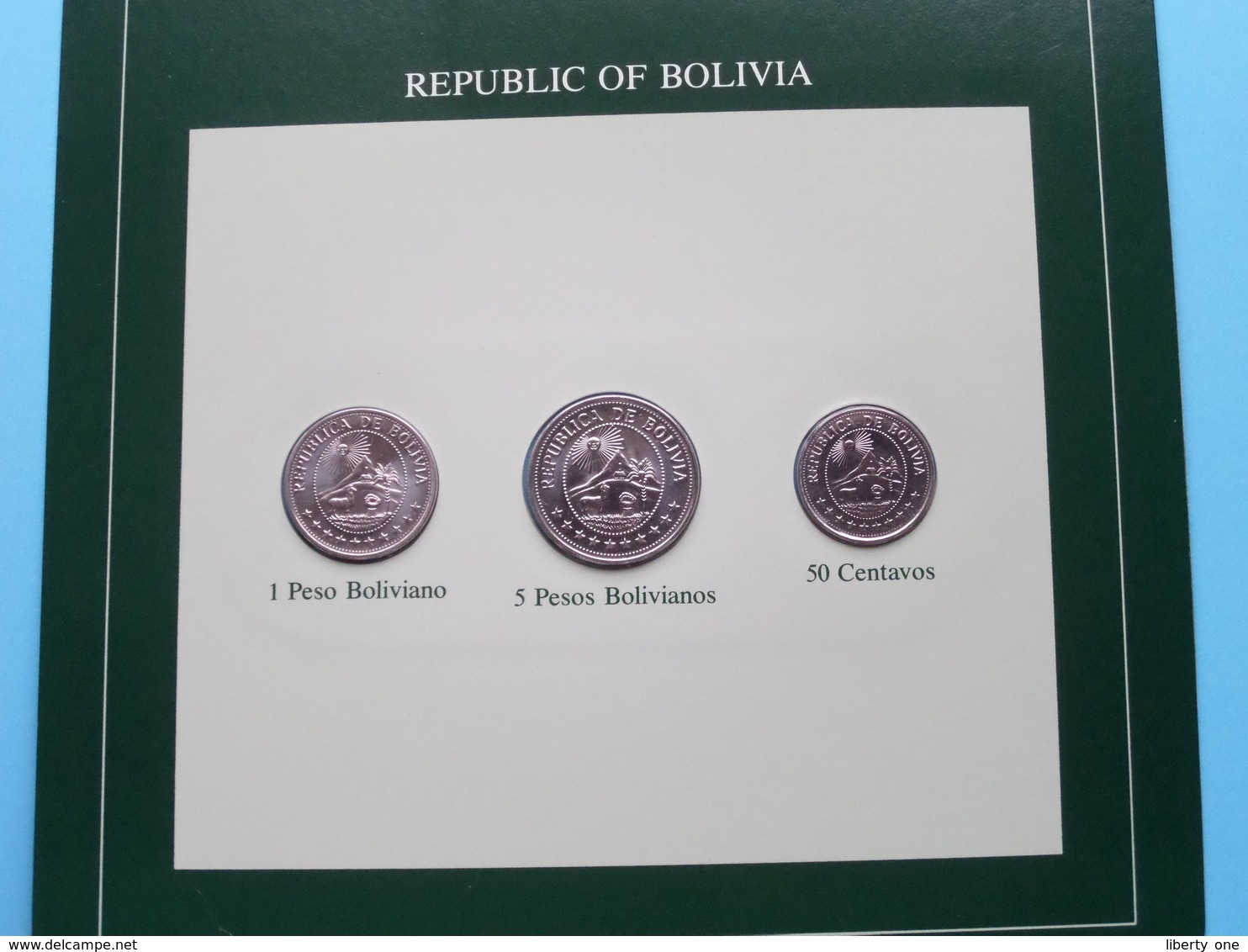 REPUBLIC OF BOLIVIA ( From The Serie Coin Sets Of All Nations ) Card 20,5 X 29,5 Cm. ) + Stamp '85 ! - Bolivie