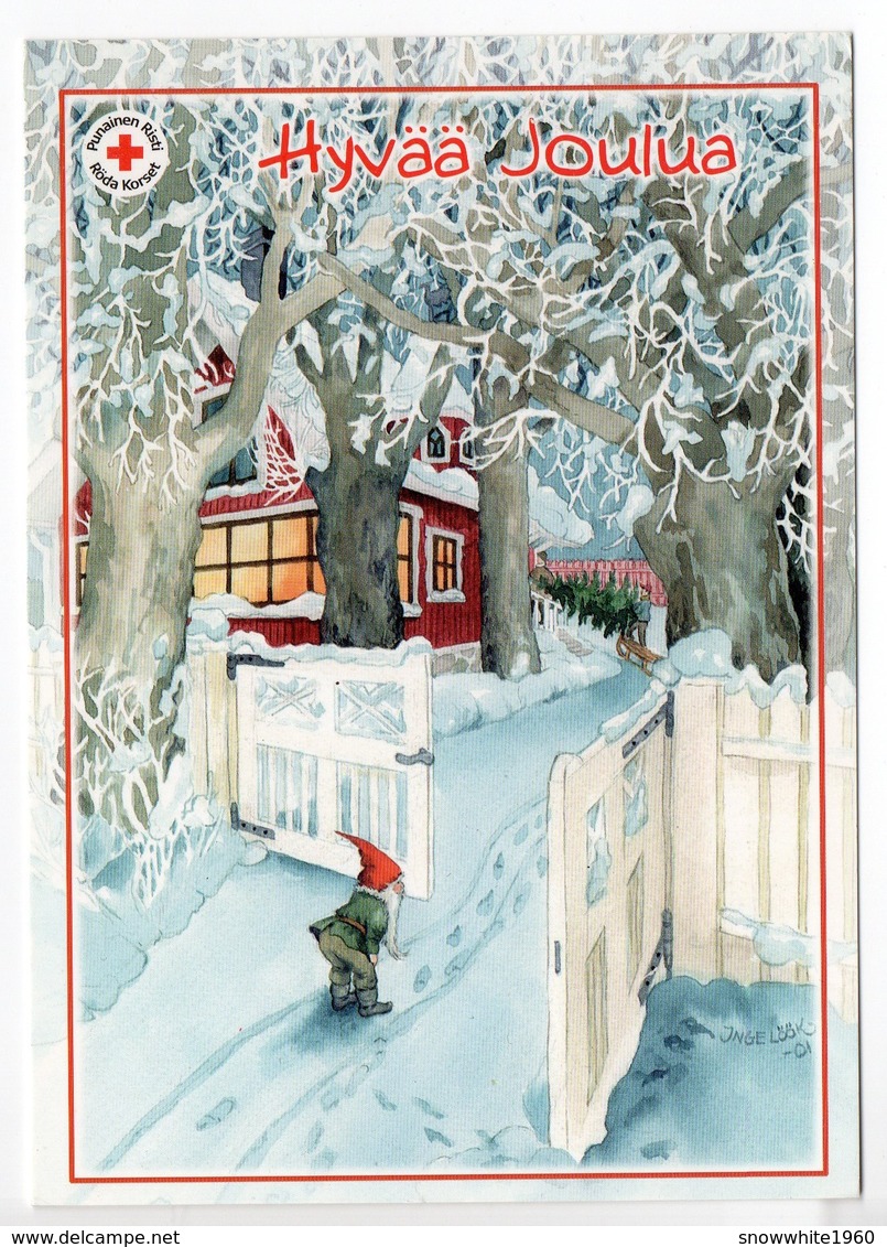 Postal Stationery RED CROSS  Finland - CHRISTMAS POSTCARD - Artist: INGE LÖÖK - KABOUTER / GNOME / LUTIN - Postage Paid - Postwaardestukken