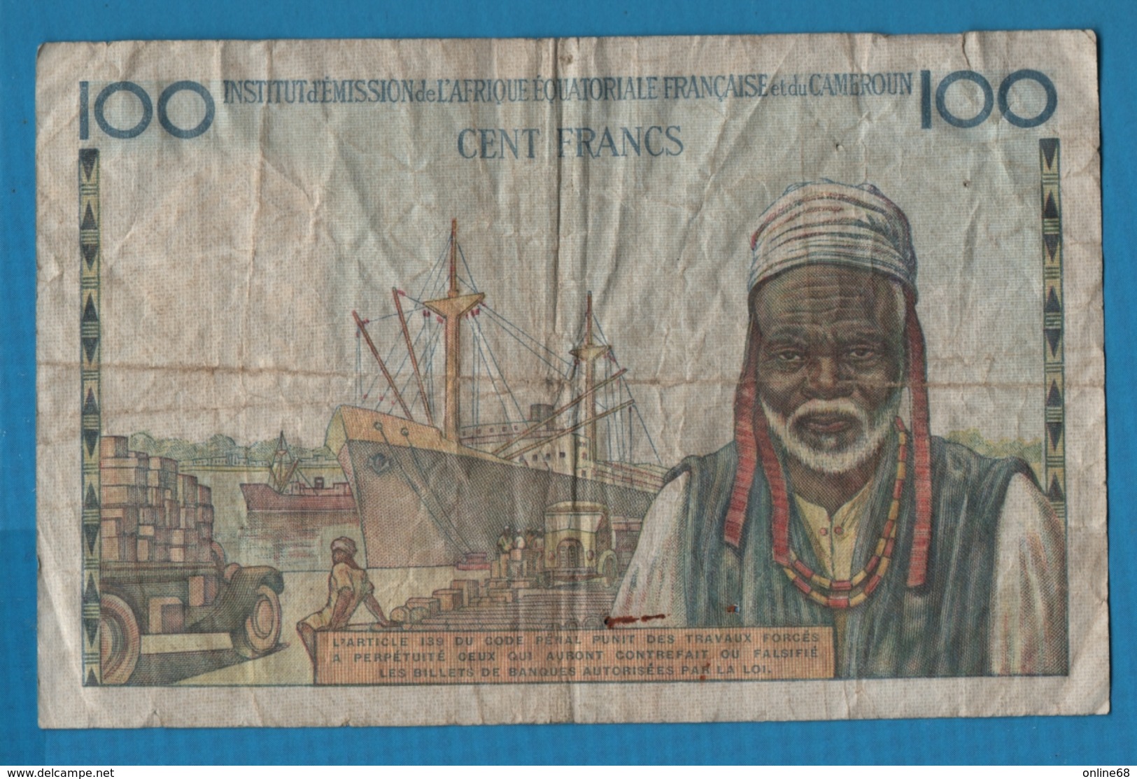 AFRIQUE ÉQU. FRANÇAISE ET CAMEROUN 	100 Francs	ND (1957)	Serie U.20  35611  P# 32 GOUV. FÉLIX ÉBOUÉ - Cameroun